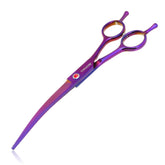TOPGOOSE down-curved dog grooming scissor close-up for precise shaping.