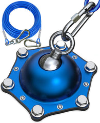 TOPKNOT dog tie-out stake base shows durable aluminum for stable yard anchoring.