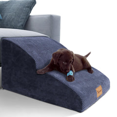 Topmart dog ramp extended-foam shows two-tier design for easier climbs and reduced joint strain.
