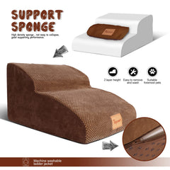Topmart dog stairs with corduroy cover offering high-traction grip