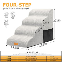 Topmart dog steps top-down view highlighting four wide, deep treads