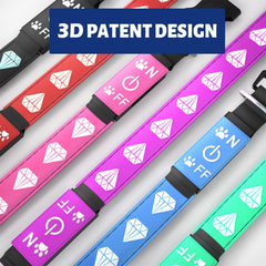 Topoto light dog collar pink LED strip closeup highlights vibrant color options for evening outings