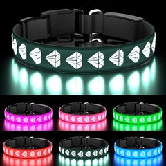 TOPOTO Light Up Dog Collar with 3D design improves nighttime visibility for safer night walks.