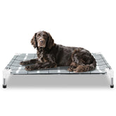 Topsmartking elevated outdoor dog bed frame offers stable elevated lounging outdoors.