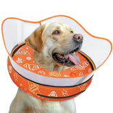 Toptakeit elevated inflatable dog cone collar close-up showing donut silhouette for post-surgery protection