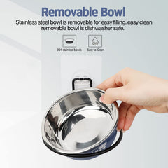 Torlam raised stainless steel bowls on a stand keeps cats relaxed during feeding