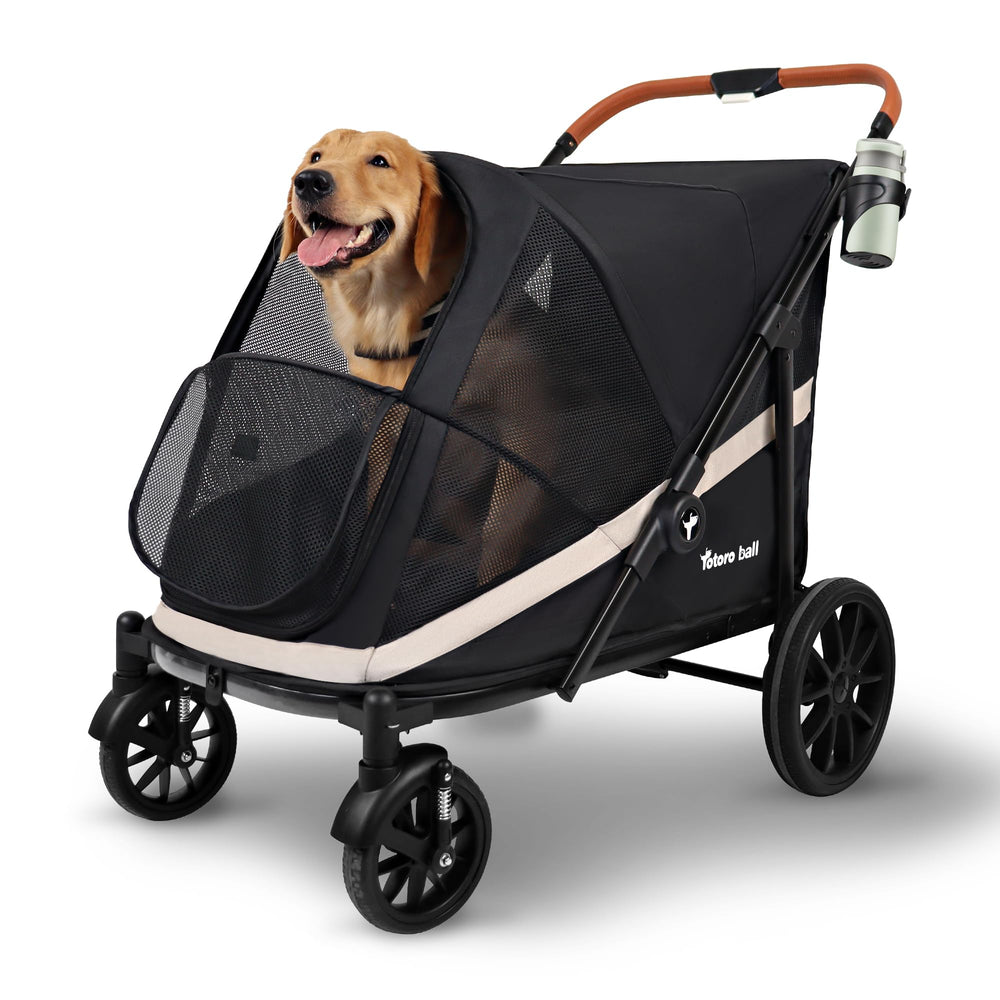Totoro Ball dog stroller front view for large dogs with breathable mesh and easy-entry design