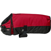 Tough1 600D dog blanket red front view shows weather-resistant shell for cold days.