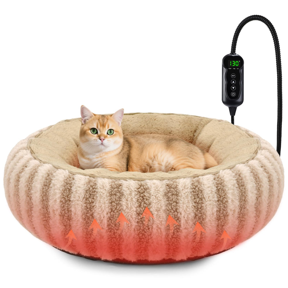 Tovve heated cat bed indoor 20-inch donut outer view shows cozy warmth for pets