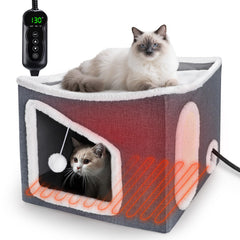 Tovve heated cat house top view showing spacious interior for cozy lounging