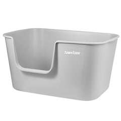 TownTime extra-large kitty litter box with anti-splash design helps keep floors clean.
