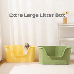 TownTime jumbo litter box yellow side view highlights high sides for containment.