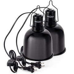 ToxiRium Reptile Light Fixture 2-Pack dome cap front view for safe heating and easy setup.