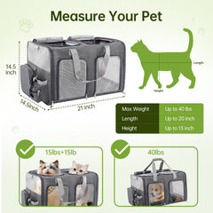 TOYSBOOM Cat Carrier collapsible design folds flat for storage