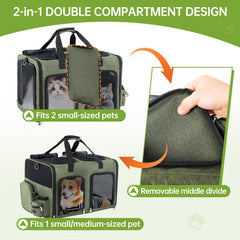 TOYSBOOM Cat Carrier dual cabin green showing two separate pods for pets