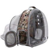 TOYSINTHEBOX Cat Backpack Carrier back-expandable camo front view for comfortable pet travel