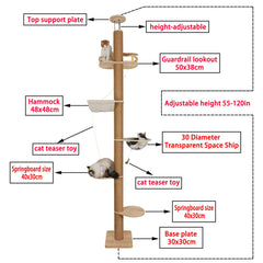 TQEW cat tree hammock and perch provide lounging and viewing spots.