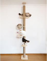 TQEW floor-to-ceiling cat tree base with sisal posts for sturdy scratching and climbing