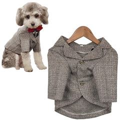 TQFlow plaid tuxedo costume on a dog for weddings and photos