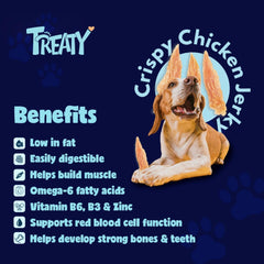 Treaty-pure-protein-dried-chicken-breast: high-protein canine snack from 100 percent chicken.