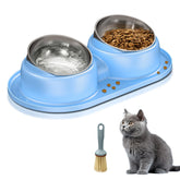 Trekora cat bowls with dual stainless steel bowls for tidy meals and no spills