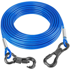 Tresbro 70ft dog tie-out cable in blue offers extended outdoor freedom for large dogs.