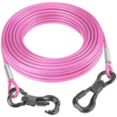 Tresbro 70ft reflective tie out cable stretched full-length for outdoor dog safety.