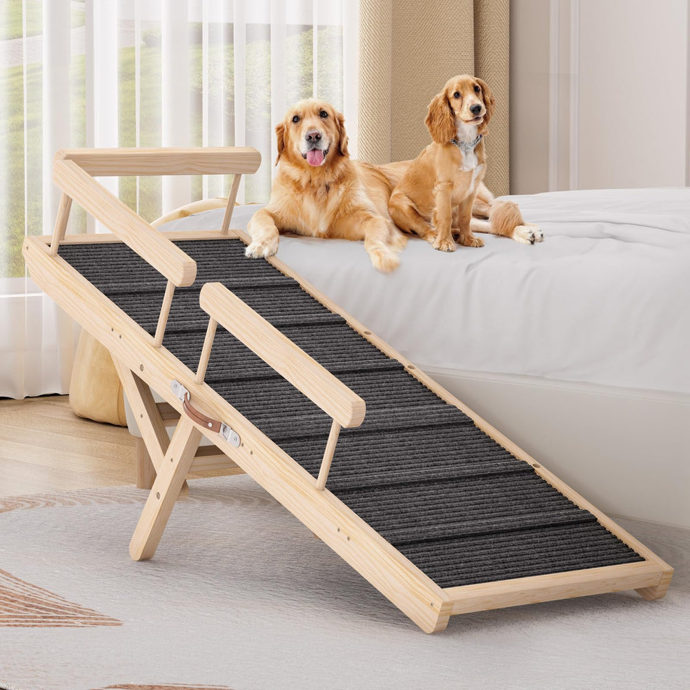 Tresbro Dog Ramp with guardrails offers secure climb for high beds and sofas.