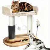 Tressel small cat tree tower with bed offers cozy height for napping and scratching.