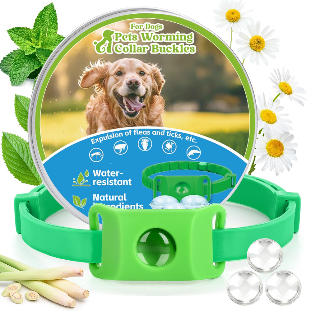 Trihood natural flea and tick collar pendant packaging shows chemical-free protection for dogs.