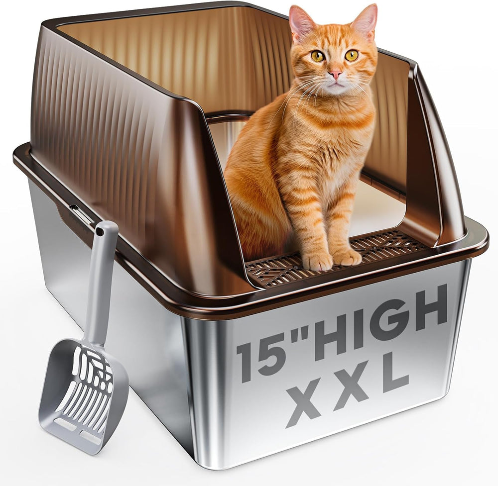 Tripamin XL litter box front view shows roomy interior for large cats
