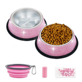 Triumilynn rhinestone cat bowls pink design for stylish pet mealtime presentation