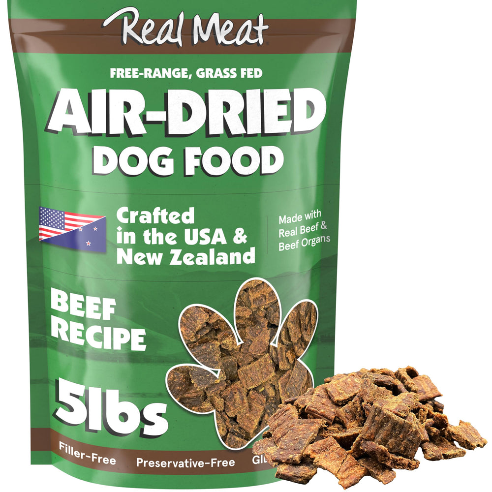 TRMC Real Meat air-dried beef bowl—protein-rich meal for dogs.