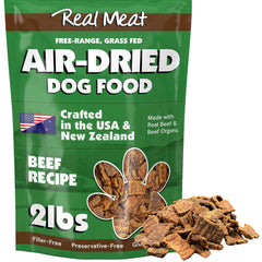 TRMC Real Meat Air Dried Dog Food beef bites in bowl for protein-packed meals