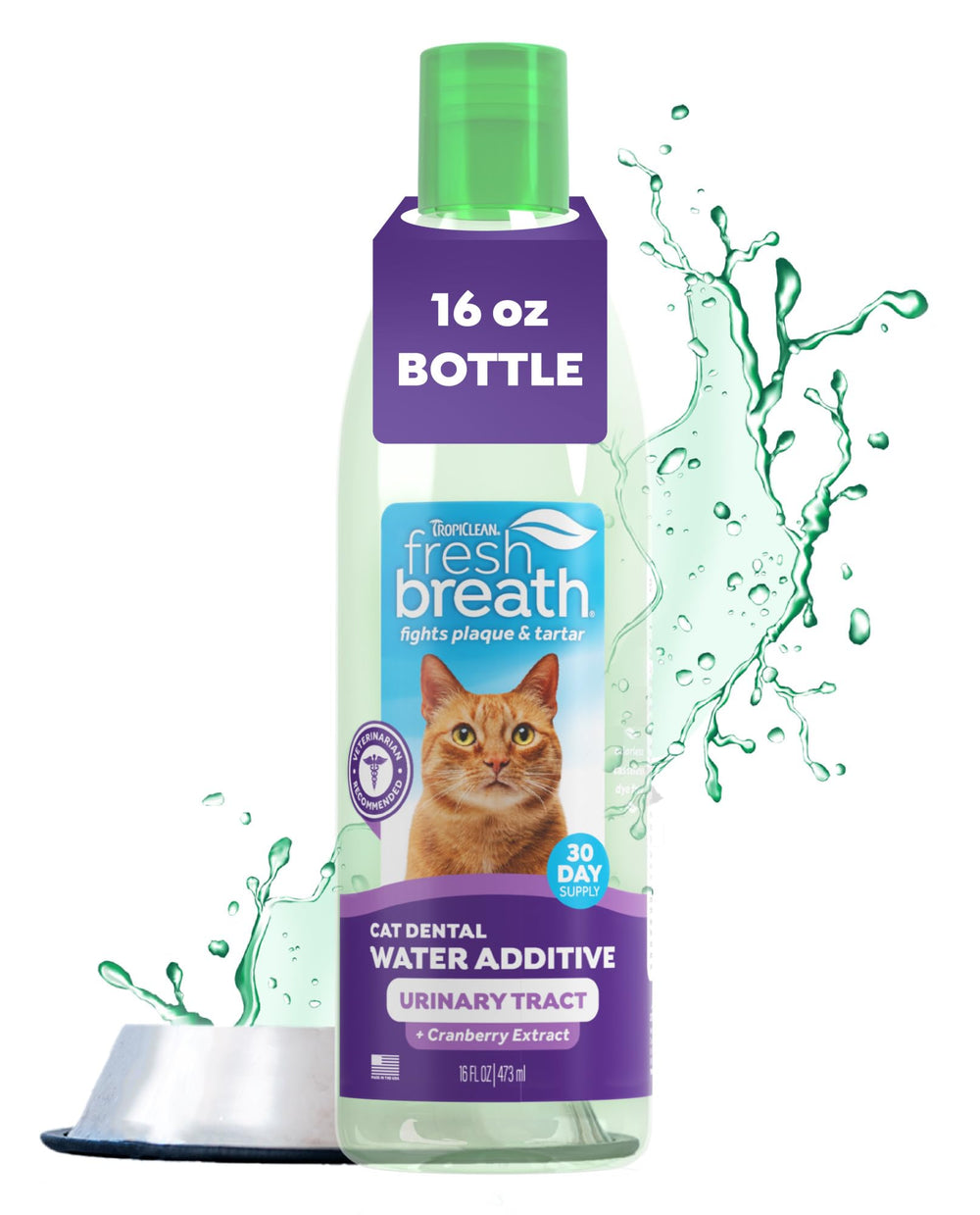 TropiClean aliento fresco para gatos: botella de agua dental para aliento más limpio