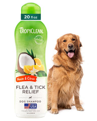 TropiClean champú cítrico para perro, espuma abundante y limpieza suave.