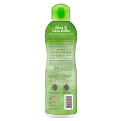 TropiClean deshedding conditioner being applied to a dog's coat for detangling.