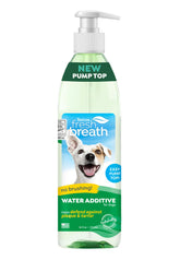 TropiClean Fresh Breath Water Additive bottle pour for easy no-brush breath refresh