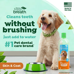 TropiClean Fresh Breath Water Additive canine smile shot communicates easier dental care at home