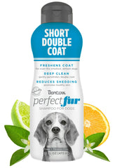TropiClean Perfect Fur deodorizing shampoo bottle for odor control and refreshed coat.