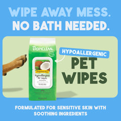 TropiClean toallitas hipoalergenicas para patas, elimina suciedad rapidamente.