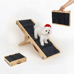 Tropiczest small dog ramp foldable wooden-frame for easy storage and stable pet access