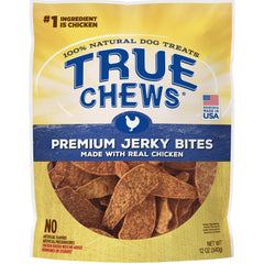 True Chews Chicken Jerky Bites bag front—premium dog treat suitable for everyday rewards.