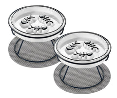 TRUNDISAN 2pcs raised cat bowl plate helps slow meals and reduce vomiting.