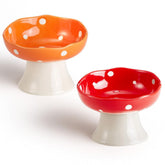 TRUNDISAN ceramic elevated cat bowl tilted view for comfortable feeding