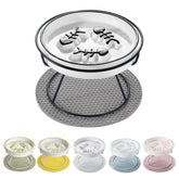 TRUNDISAN elevated cat slow-feeder bowl closeup highlights safe ceramic material and digestion aid.