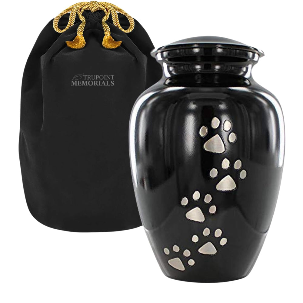 Trupoint Memorials large pet urn front view with paw print for lasting memories.