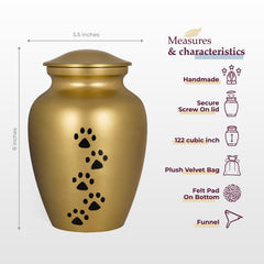 Trupoint Memorials urn with screw-top closure securely stores your pet’s ashes.