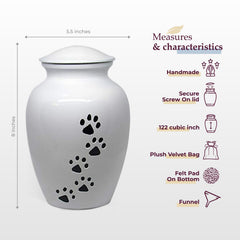 Trupoint Memorials large pet urn side view highlights secure screw top for safe ashes