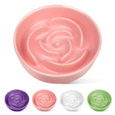 TRUVIC ceramic slow feeder dog bowl pink promoting calmer, longer meals.
